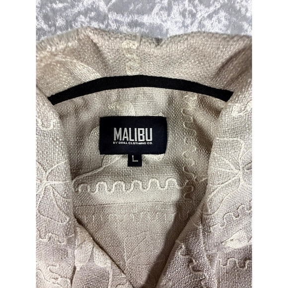 Malibu By Drill Clothing Co Mens Short Sleeve Button Up Shirt Tan Floral Large - Picture 5 of 8